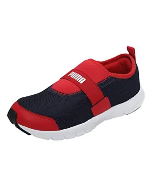 Puma unisex-child Flex JR Peacoat-High Risk Red-Puma White Running Shoe- 4 UK (37459802 )