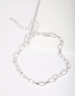 Silver 5mm Rectangle Chain Anklet