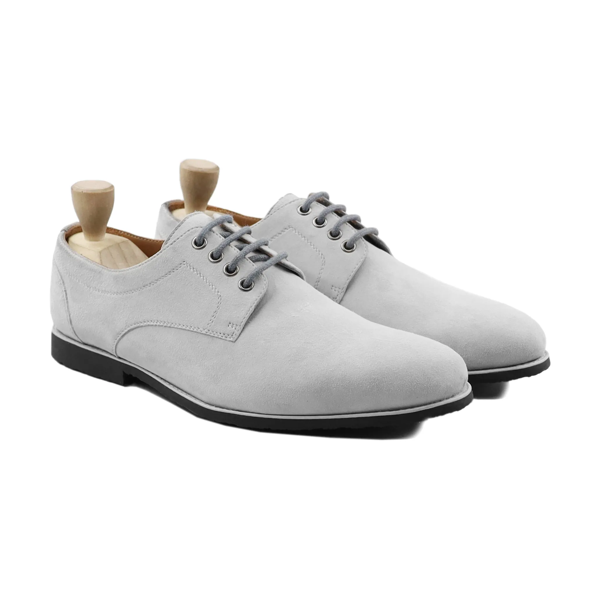 Soichiro - Men's White Kid Suede Derby Shoe