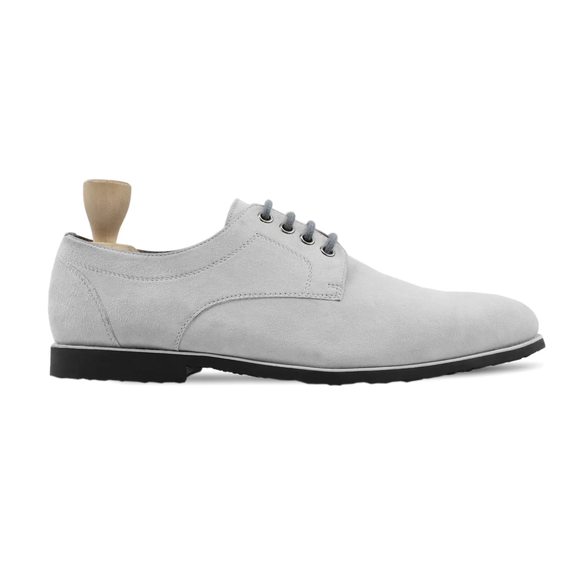 Soichiro - Men's White Kid Suede Derby Shoe