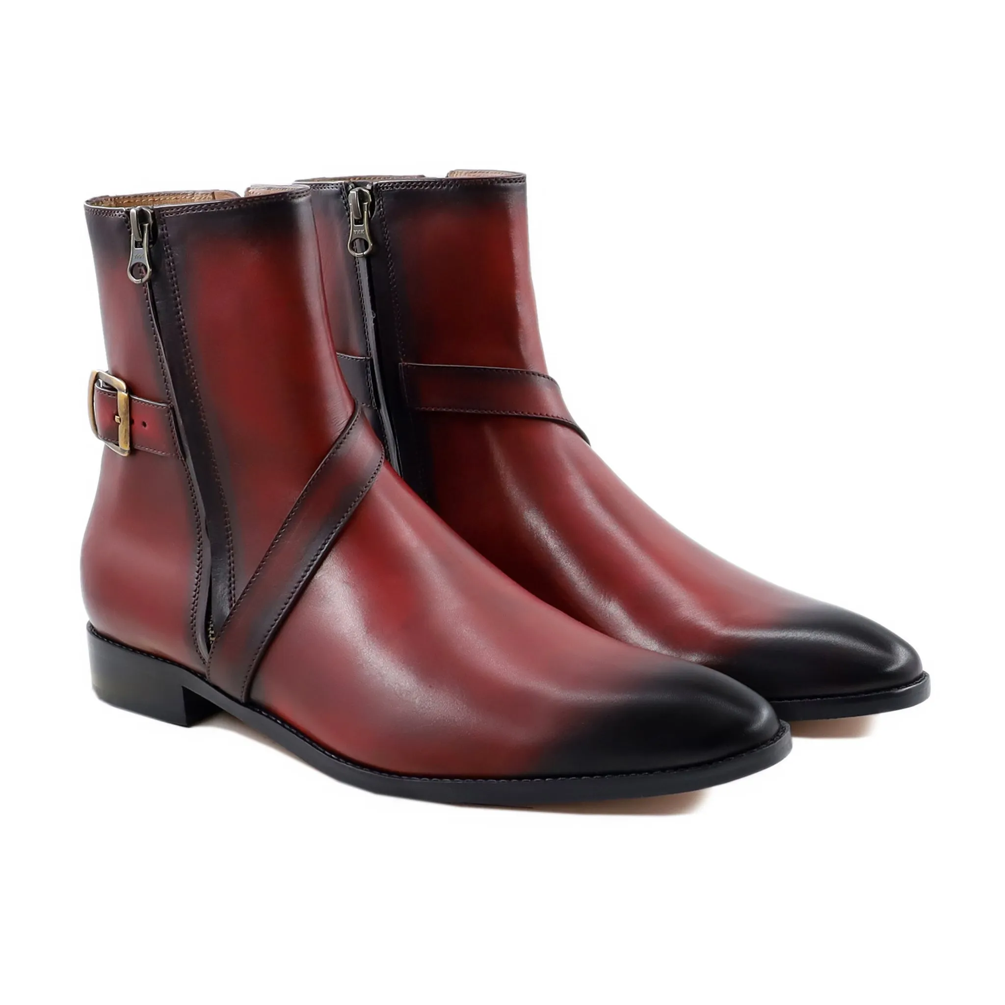 Tinhar - Men's Burnished Oxblood Calf Leather Jodhpur Boot