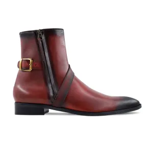 Tinhar - Men's Burnished Oxblood Calf Leather Jodhpur Boot