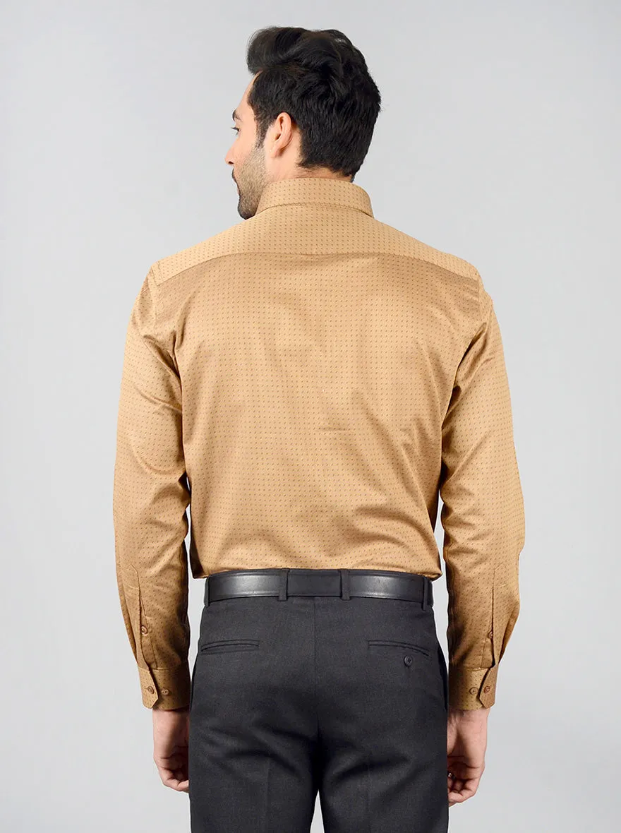 Tortilla Brown Dobby Regular Fit Formal Shirt | Greenfibre