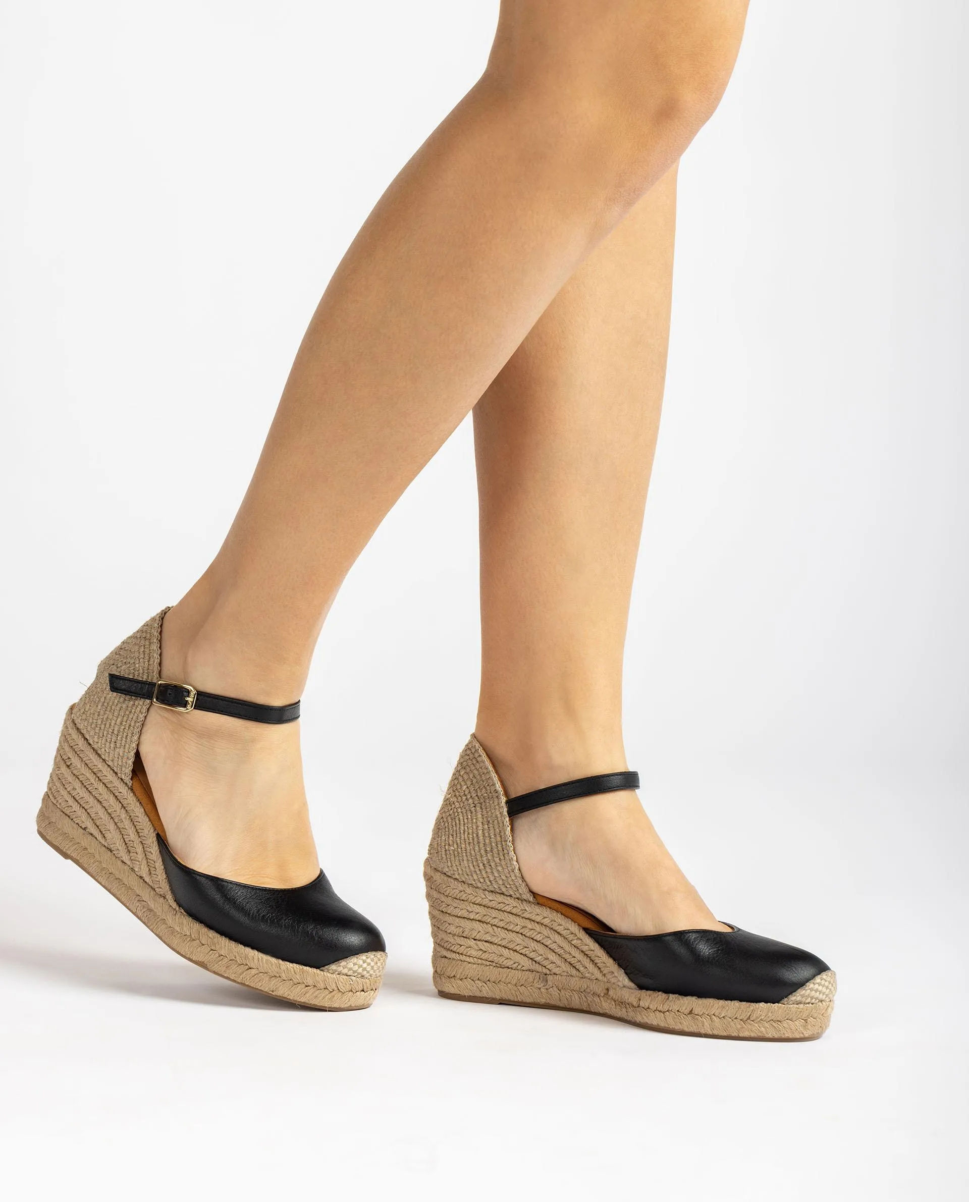 Unisa Caceres Black Wedge Espadrille