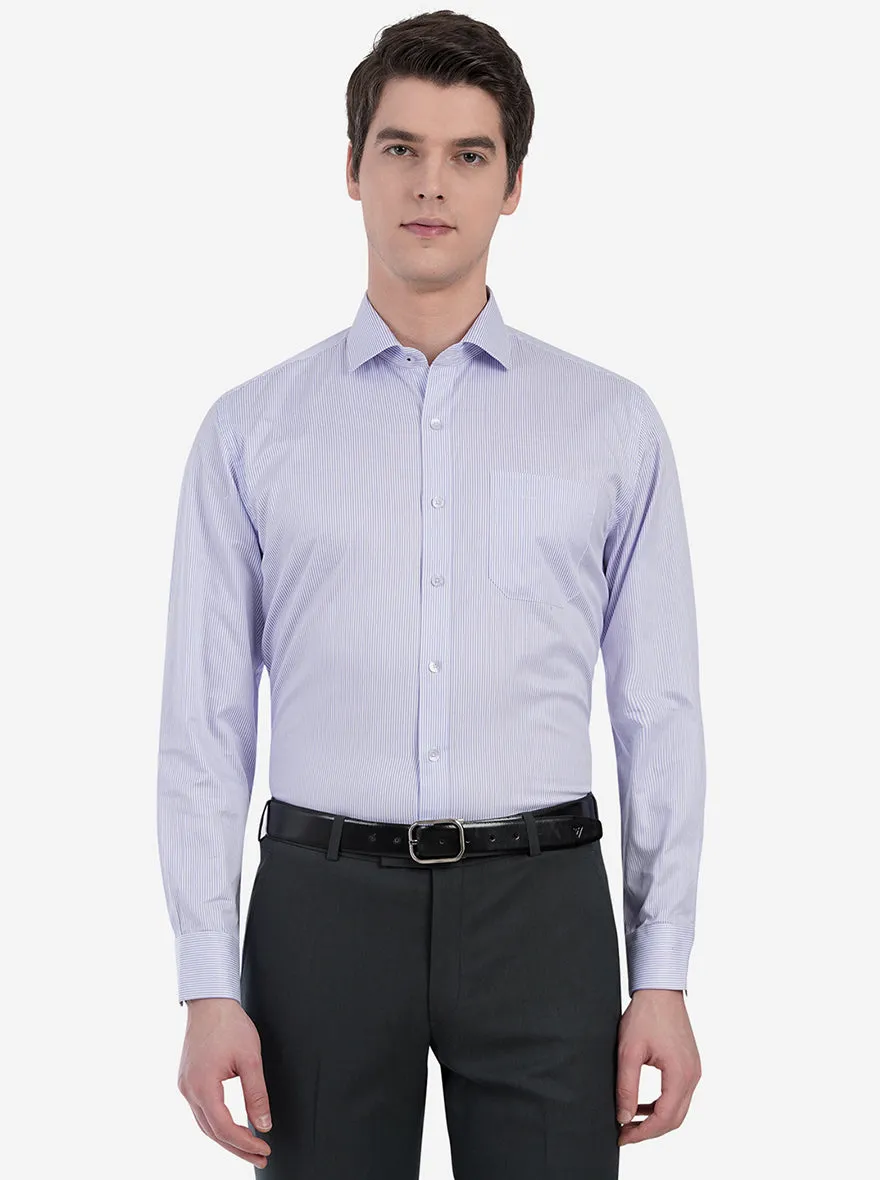 White & Purple Striped Regular Fit Formal Shirt | JadeBlue