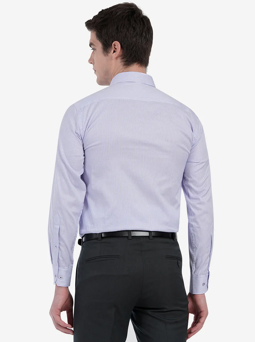 White & Purple Striped Regular Fit Formal Shirt | JadeBlue