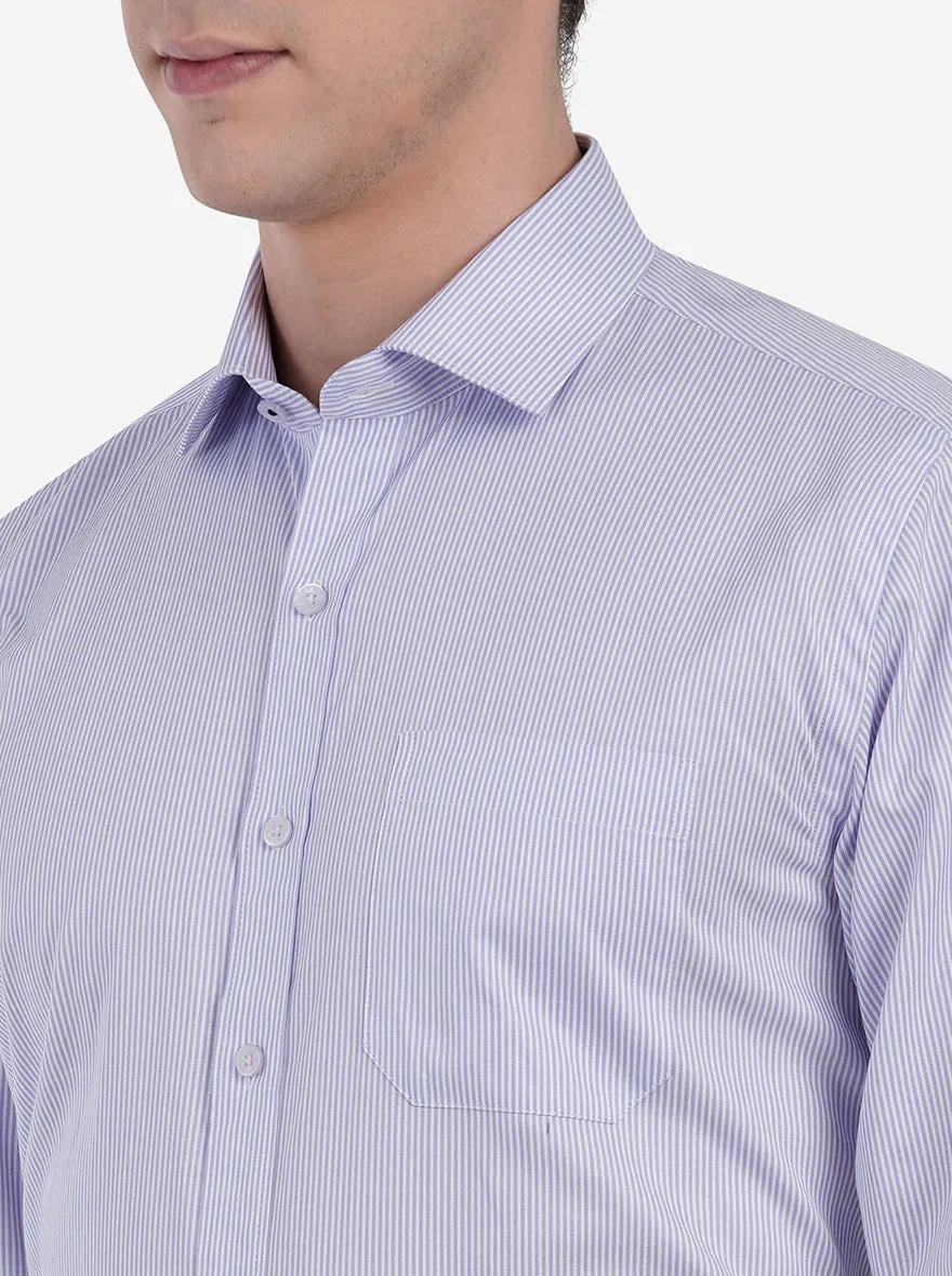 White & Purple Striped Regular Fit Formal Shirt | JadeBlue